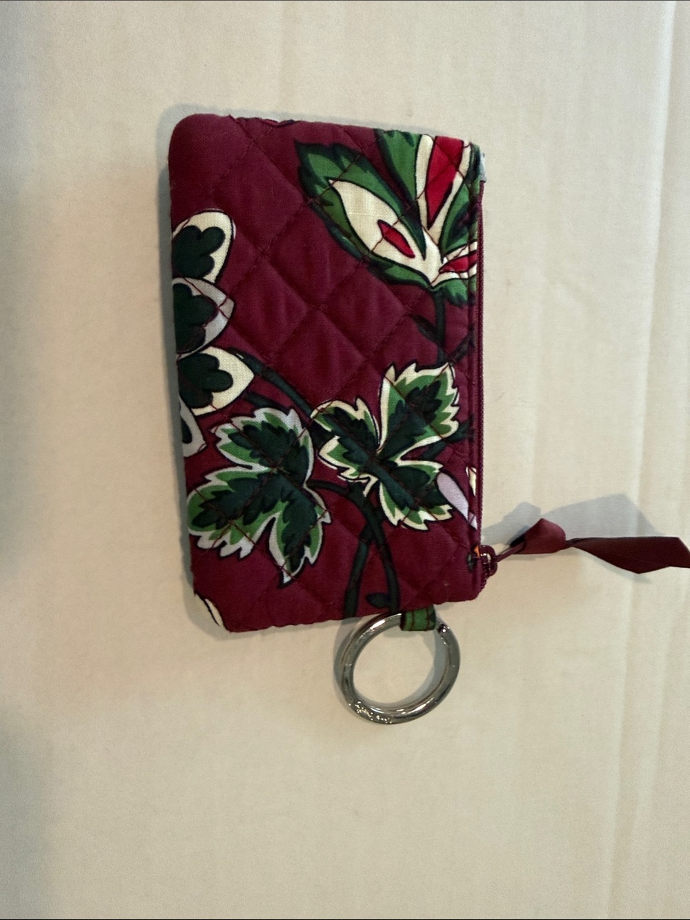 Vera Bradley Quilted Key & Card Holder in Bordeaux Bloom Pattern
